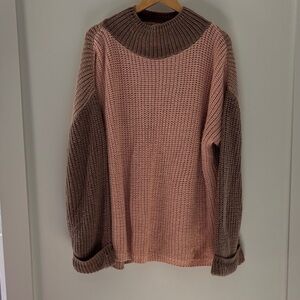 Nasty Gal Pink and Brown Cowl Neck Sweater